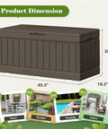 Heavy Duty 80 Gallon Outdoor Storage Box Top Shelf Resin Deck Crate with dimensions 45.3" x 19.2" x 20.8" for patio gear.