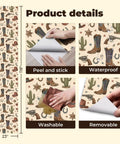Vintage Wild West Peel and Stick Wallpaper Self Adhesive for Rustic Barn Decor Giddy Up Your Room With This Radical Retro Cowboys and Saloon Design. Product details and features.