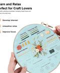 Beginner Embroidery And Cross Stitch Kit For Adults 3 Pack With Pre Printed Patterns Colorful Threads Needles 7.8 Inch Hoop