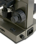 Close-up of Starter Grade 100x To 1000x Compound Microscope for Students base with control knobs and power switch