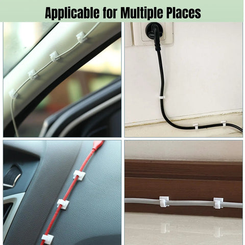 Sticky Cable Clips 30 Pack White Adhesive Wire Organizers used in car, wall, desk in multiple spaces for cord management