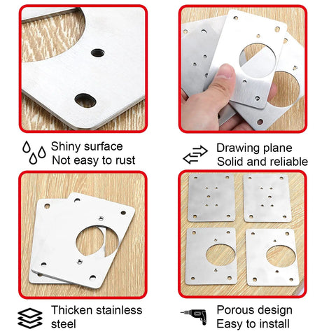 Beefy Heavy Duty Hinge Repair Plate Kit For Cabinets With Rust Resistant Stainless Steel Brackets And Holes, easy installation.