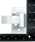 2 Pack Bottom Awning Mounting Bracket Assembly for RVs Die Cast Foot Pedal Support Kit Replacement for 8300 8500 9000 Awnings Steel and Aluminum Build White Finish Built Tough All Weather Outdoor Ready close-up with ruler measurement