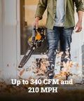 Man using Cordless 3 In 1 Leaf Blower Vacuum Mulcher With Brushless Motor, Dual Speed Electric Blower For Lawn Care, 340 CFM, 210 MPH