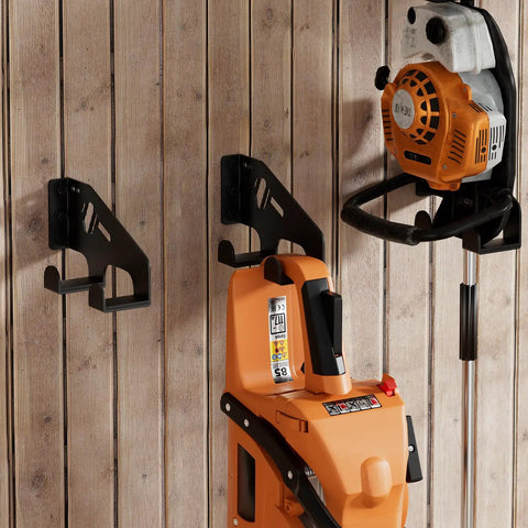 Heavy Duty Chainsaw Wall Mount Hanger For Garage Organization and Storage Shed One Pack Dual Hanging Rack with chainsaws