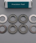 Cool New Thrust Needle Roller Bearings 4 Set Kit 20mm Bore 35mm Diameter 2mm Width Carbon Steel Heavy Duty For Lawn Tractor Steering Farm Machine Automation Replacement Parts Fixes Smooth Ride And Reliable Grip Plus Quick Install Guide, shown with washers