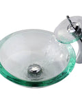 Clear Edge Glass Vessel Sink In Satin Nickel Finish, Above Counter Vessel Design, Tempered Glass, Scratch And Stain Resistant
