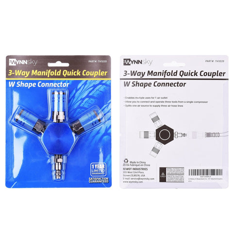 3 Way Air Splitter Manifold With Industrial Couplers And Plugs For Air Compressor Hose in packaging