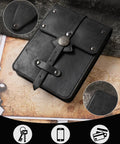 Five Piece Medieval Belt Costume Accessories Kit For Ren Faire Cosplay, Includes Belt Pouch, black leather pouch