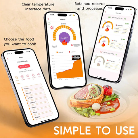 App interface for Bluetooth Wireless Meat Thermometer With Dual Probes And LCD Screen Instant Read In 2 To 3 Seconds