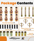 Heavy Duty Quick Hitch Adapter Bushing Kit For Category 1 Tractors With Top Link Pin And Lynch Pin, Galvanized Steel