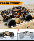 One Eighteen Scale RC Monster Truck 18859 Four By Four Off Road Waterproof Electric Car splashing through sand