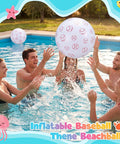 Group of adults playing with 12 Pack Inflatable Baseball Beach Balls, 16 Inch Large Bouncy Pool Balls For Adults in a pool party