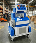 Heavy Duty PU Foam Spraying Machine For Coating Projects, Pro Grade Portable Spray System With High Output, Easy Setup, Versatile Insulation And Sealant Applicator For Roofs, Walls And Furniture, Durable Industrial Quality, blue wheeled unit in warehouse