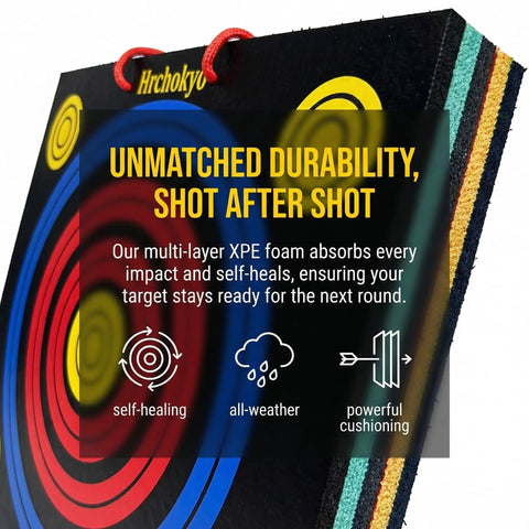 High Density XPE Foam Archery Target 20 Inch Square For Recurve And Compound Bow Practice with colorful scoring rings