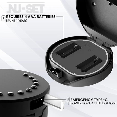 Smart Box Series Wall Mounted Electronic Combination Lock Box open battery compartment and Type-C port visible