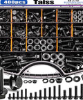 400 Piece Metric Flange Bolt Set With 10.9 Grade M6x1.0 M8x1.25 And M10x1.5 Bolts From 12mm To 45mm Black Zinc Plated Hex Bolts Nuts And Washers In Handy Carrying Case
