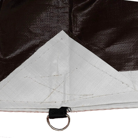 Beefy Heavy Duty Tarp 18 Mil Thick Waterproof Reversible White Brown 12 By 24 Feet With D Rings Double Reinforced Corners