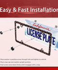 Installation guide for Brown Leopard License Plate Frame Made From Stainless Steel 12.3 By 6.3 Inches With Four Mounting Holes
