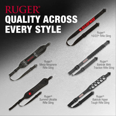 Built Tough Heavy Duty Two Point Tactical Rifle Sling With Quick Detach Swivels Rated For Five Hundred Pounds Up To Forty Inch Adjustable Field Ready Gun Carry Strap displayed with various Ruger rifle slings.