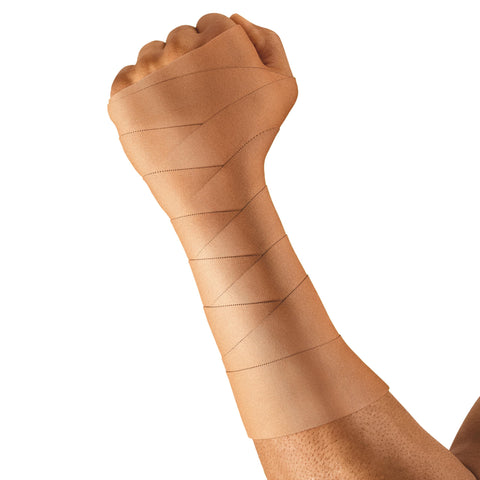 Arm wrapped with Rigid Medical Tape For Joint Stabilization And Injury Prevention Non Elastic Sports Tape Hand Tearable 1.5 Inch By 15 Yards