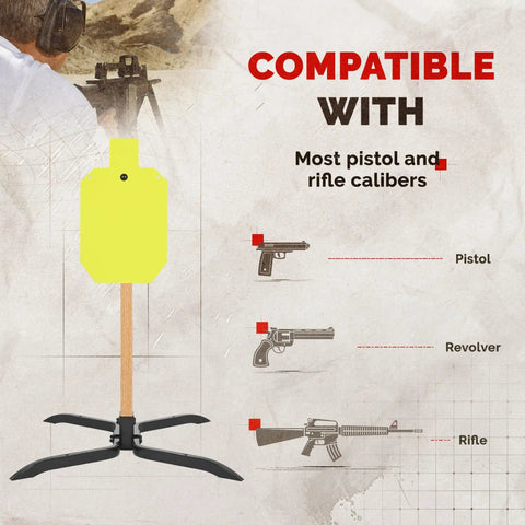 NP550 Steel Silhouette Target Twelve By Twenty Inches With Target Hanger And Two By Four Stand Base for pistols and rifles