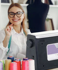 Heavy Duty Computerized Sewing Machine With Sharp LCD Screen Quilting Kit Extension Table And Bonus Bundle making homemade creations with spools of thread.