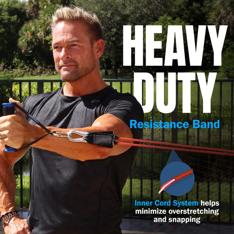 Pro Series Resistance Band Set With Five Bands, Handles, Ankle Straps, Door Anchor And Carry Bag, Built Tough With Snap Reduction Tech And Patented Safety Cord, Ranging From 3 To 190 Lbs Of Max Resistance