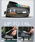 Waterproof Front Frame Bike Bag for 7-Inch Phone, showing compartments with phone, sunglasses, and tools inside. Easy access design.