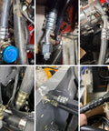 Image of Hydraulic Hose Crimper For Auto AC Handheld Crimp Tool With Snap On 7 Die Set Hydra Krimp For Air Conditioning Hoses And AC Line Repair No Bench Needed, showing crimped AC hose connections