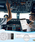 Pilots in cockpit with All In One Pilot Kit For VFR Flight Planning With E6B Flight Computer, Aluminum Kneeboard With Elastic Strap