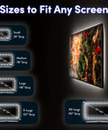 Dope Ambient TV Bias Lighting LED Backlight Strip for 41 to 59 Inch TVs, size options and examples on screen, white glow effect.
