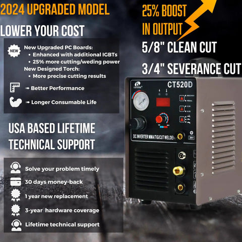 All In One Plasma Cutter Tig And Stick Welder Combo With 200 Amp Non Touch Pilot Arc Five Eighth Inch Clean Cut And Three Quarter Inch Severance Cut Upgraded 2024 Model For Home Shop