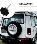 Spare Tire Clamp Bolt Replacement For Cars Universal Fit Hold Down Hardware with easy installation shown on SUV