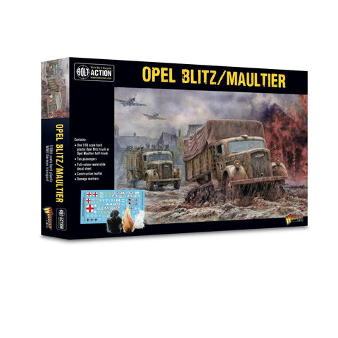 Opel Blitz Maultier WWII Truck 1 56 Scale Tabletop Miniatures Set box with painted scene and contents list