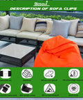 Outdoor wicker patio set with Tough As Nails Heavy Duty Outdoor Furniture Clips ensuring stability and preventing couch shifting.