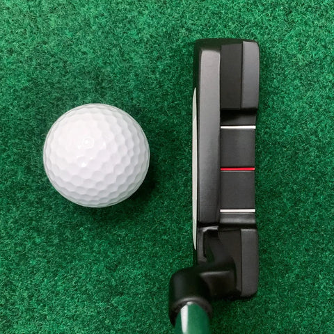 35 Inch Right Handed Golf Putter For Men With Rubber Grip Blade Design next to golf ball on green surface