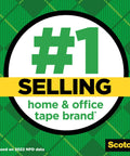 #1 selling home & office tape brand graphic on green plaid background