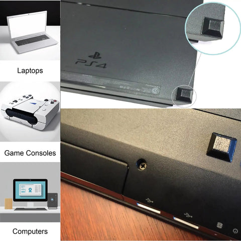 Self Adhesive Rubber Bumper Pads 53 Pack With 28 Large And 25 Medium Trapezoid Bumpers on laptop and game console