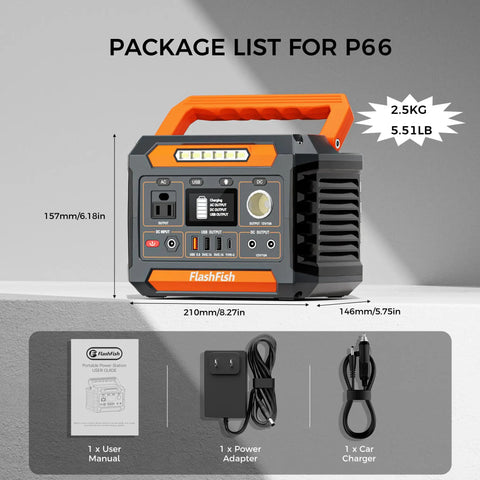 Portable Power Station 230Wh With 300W Continuous Power And 600W Peak, 110V AC Outlets, USB C And USB A, DC, LED Lighting