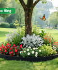 Garden Edging Border Kit 33 Ft Of Flexible 2 Inch Tall Plastic Landscape Edge With 50 Stakes used around tree with flowers.