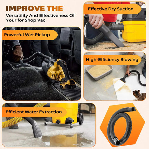 Flexible One And A Quarter Inch Diameter Four Foot Vacuum Hose Replacement For Wet And Dry Vacuums, Tough Vinyl Build