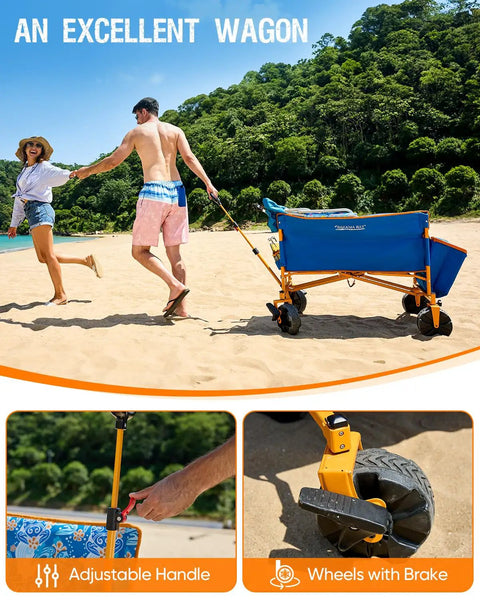 Heavy Duty 3 In 1 Love Seat Wagon Cart With Detachable Cooler Bag Dual Seats For Two Adults 500 Lb Capacity on beach