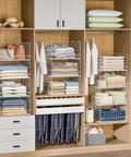 Stackable Closet Organizers And Foldable Storage Baskets Keep Your Wardrobe Looking Slick With These Spacious Clothes Drawer Bins In Fresh White showing a tidy closet with mesh organizers.