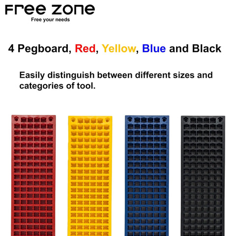 Four Piece Bit Organizer Set with 158 Hole Bit Storage for Quarter Inch Hex Bits and Drive Bits Adapters, Color Coded Pegboard System