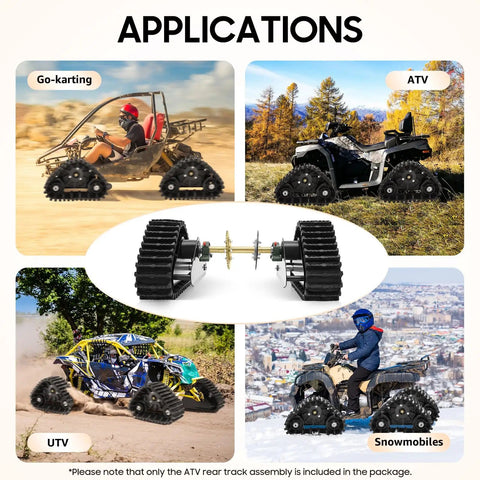Rear Axle Track Assembly for ATVs and UTVs With Three Gear Stabilization, All Terrain Tracks for Snowmobiles and Go Karts Off Road Ready