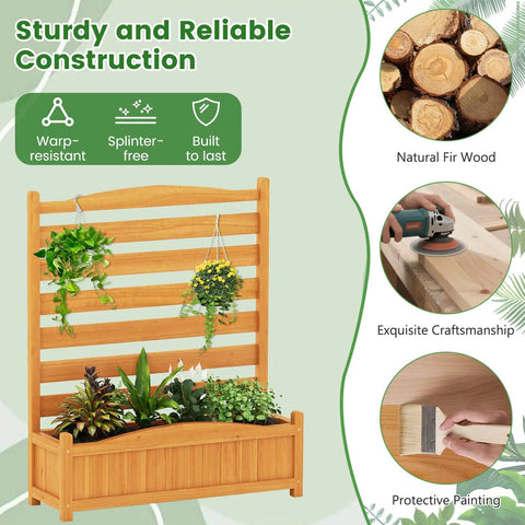 Two Panel Outdoor Privacy Fence With Planter Box For AC Unit No Dig Kit Wood Privacy Screen Enclosure For Patio Backyard Trash Can And Pool Equipment 34 W X 40 H shown with durability features