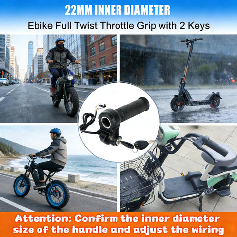 Full Twist Throttle For Q20 Q20 Pro Lite Electric Bikes And Scooters 3 Pin Waterproof Plug Universal Voltage Compatible With Q20 Series Includes 2 Keys Upgraded E Bike Trike Accessory