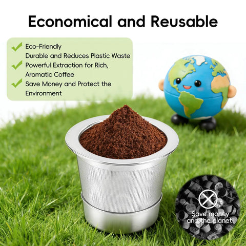 3 Pack 304 Stainless Steel Reusable K Cups For Select 8 Ounce Coffee Makers PB051 PB041 CFP101 Reusable Filter Pods Eco Friendly
