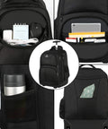 Rolling Laptop Backpack With Wheels 17 Inch Water Resistant Carry On Luggage showcasing compartments for organized travel storage